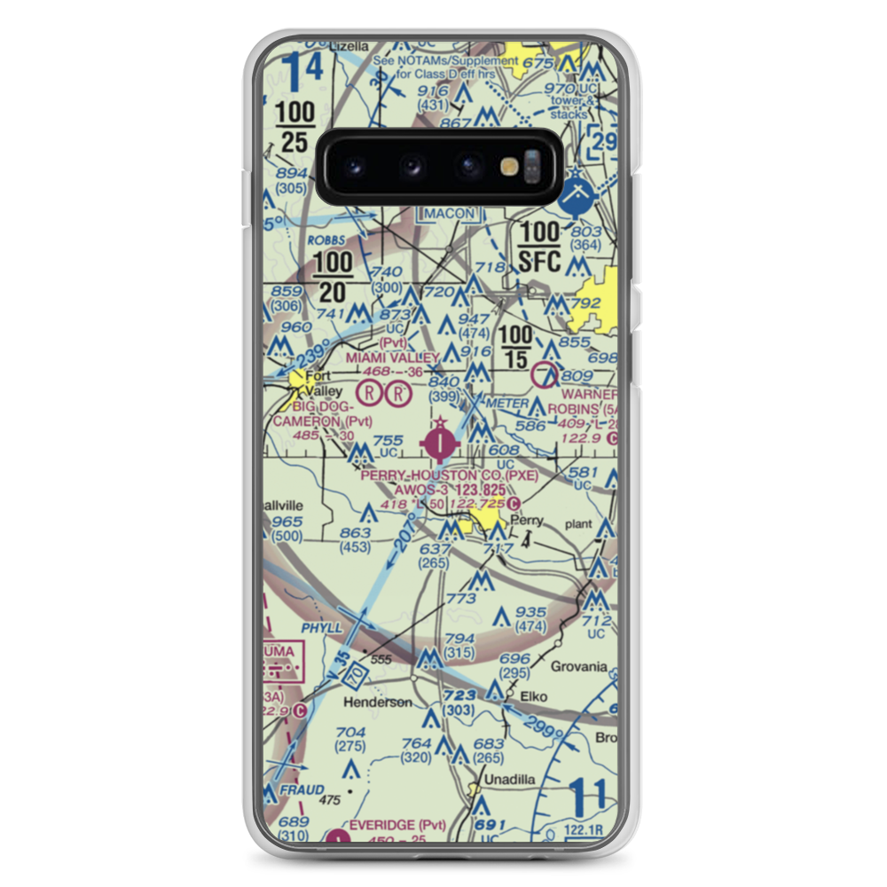 Perry Houston County Airport (PXE) VFR Sectional Samsung Case Samsung Galaxy S10+ model shown