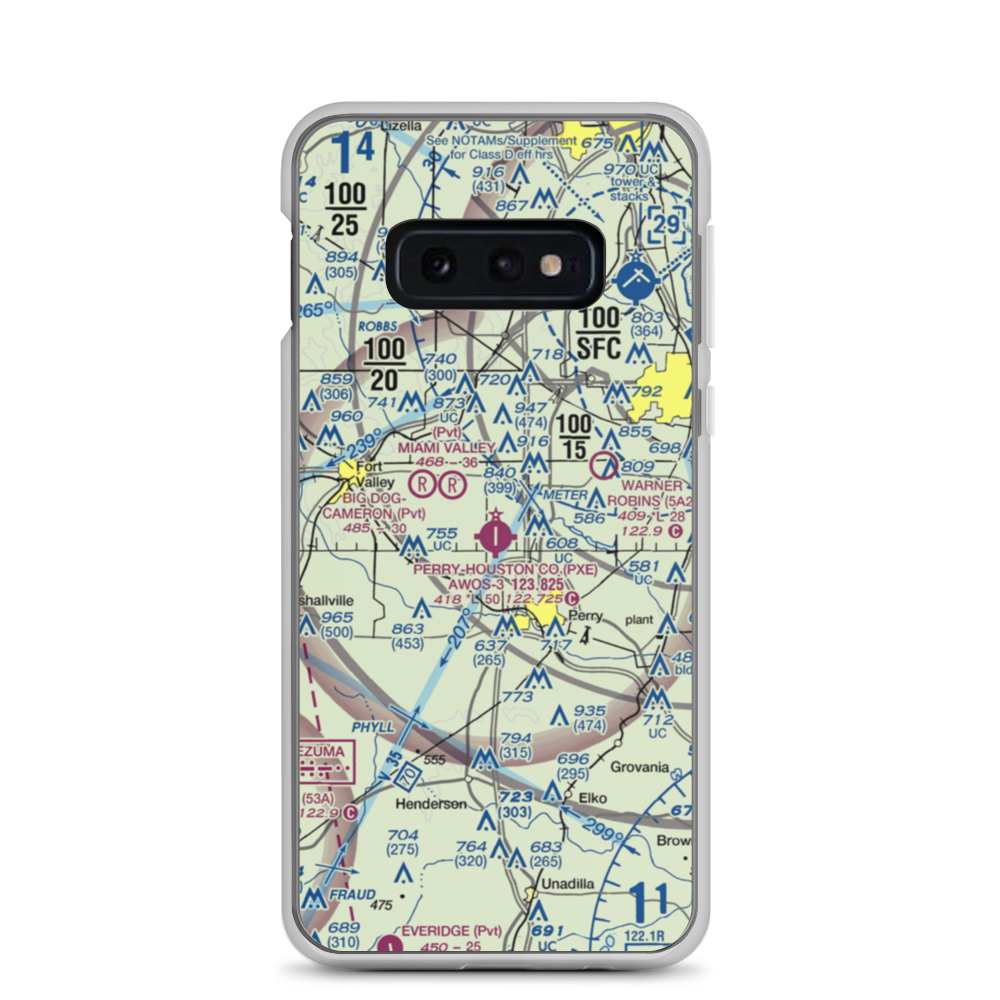Perry Houston County Airport (PXE) VFR Sectional Samsung Case Samsung Galaxy S10e model shown