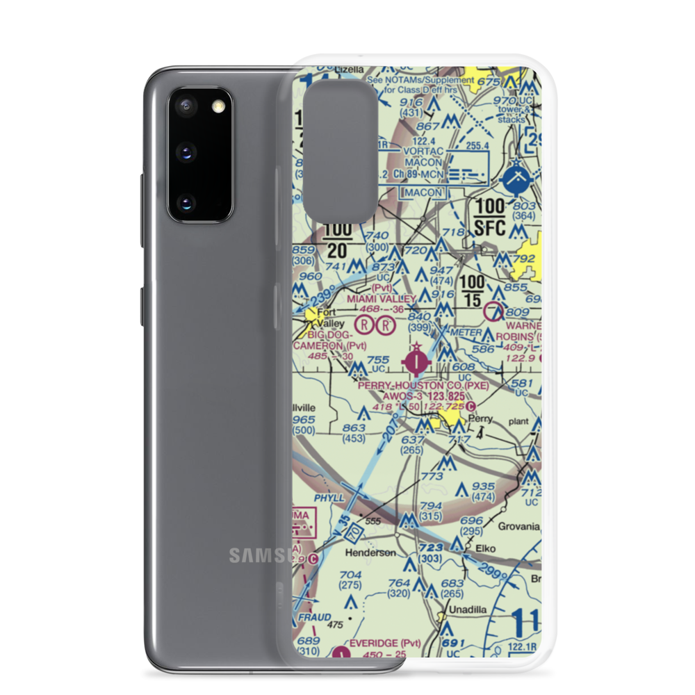 Perry Houston County Airport (PXE) VFR Sectional Samsung Case Samsung Galaxy S20 model shown