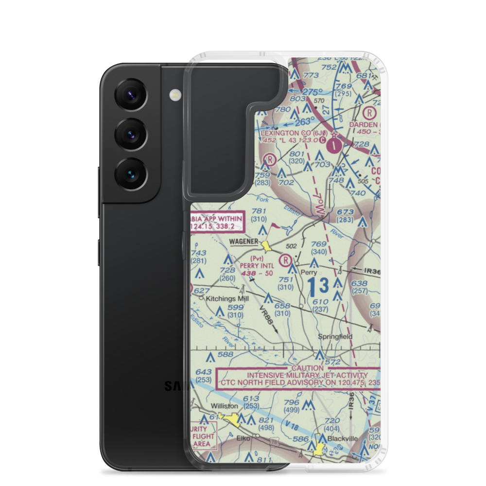 Perry International Airport (SC95) VFR Sectional Samsung Case Samsung Galaxy S22 model shown