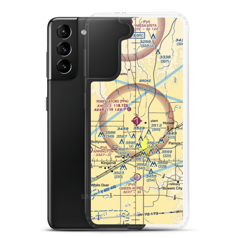 Perry Lefors Field (PPA) VFR Sectional Samsung Case Samsung Galaxy S21 Plus model shown