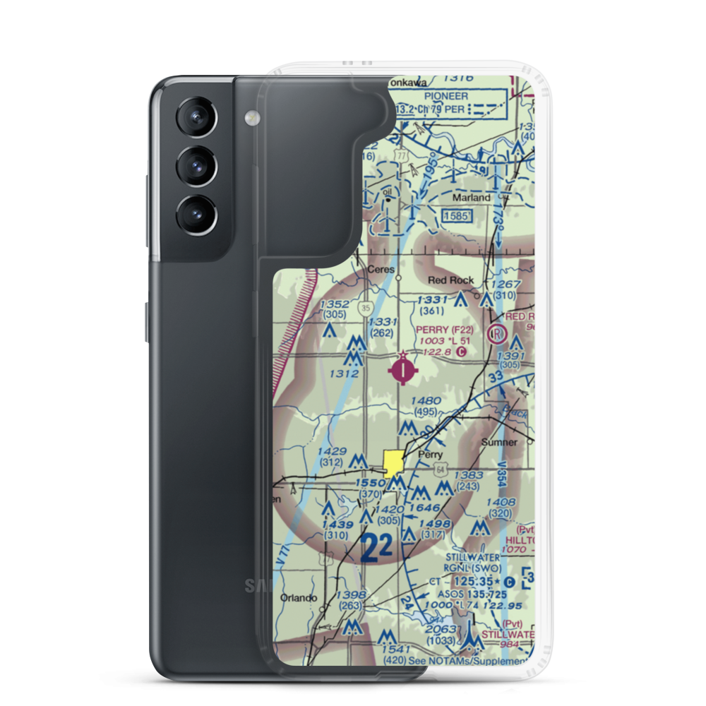 Perry Municipal Airport (F22) VFR Sectional Samsung Case Samsung Galaxy S21 model shown
