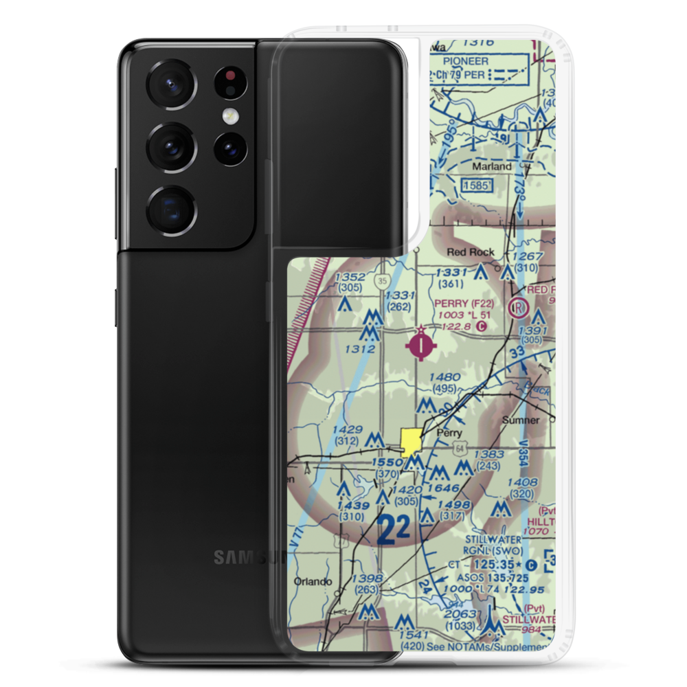 Perry Municipal Airport (F22) VFR Sectional Samsung Case Samsung Galaxy S21 Ultra model shown