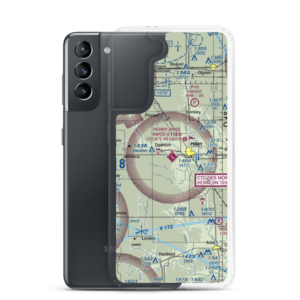 Perry Municipal Airport (PRO) VFR Sectional Samsung Case Samsung Galaxy S21 model shown