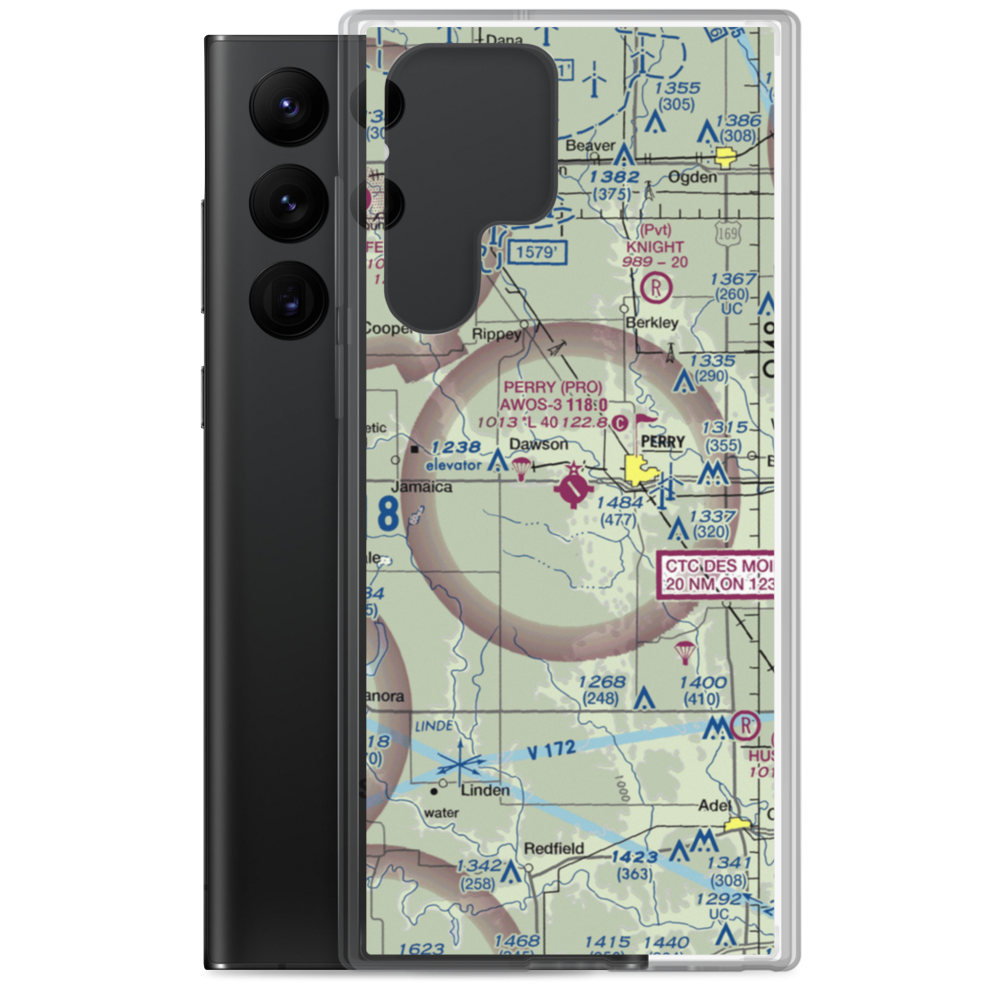 Perry Municipal Airport (PRO) VFR Sectional Samsung Case Samsung Galaxy S22 Ultra model shown