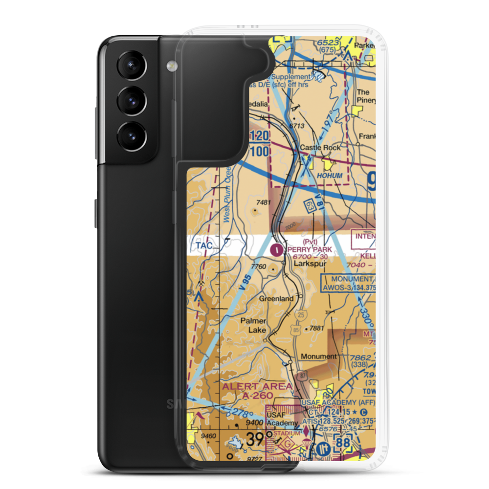 Perry Park Airport (CO93) VFR Sectional Samsung Case Samsung Galaxy S21 Plus model shown