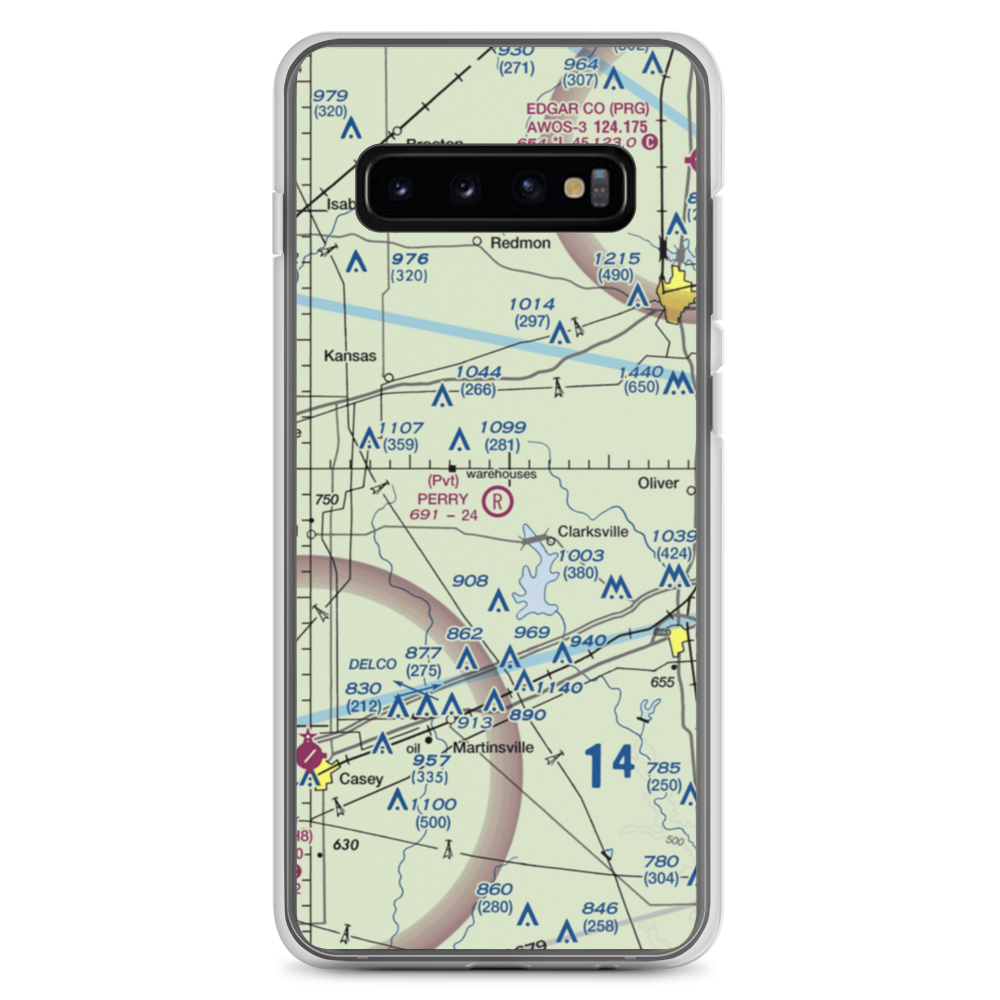 Perry RLA Airport (IL39) VFR Sectional Samsung Case Samsung Galaxy S10+ model shown