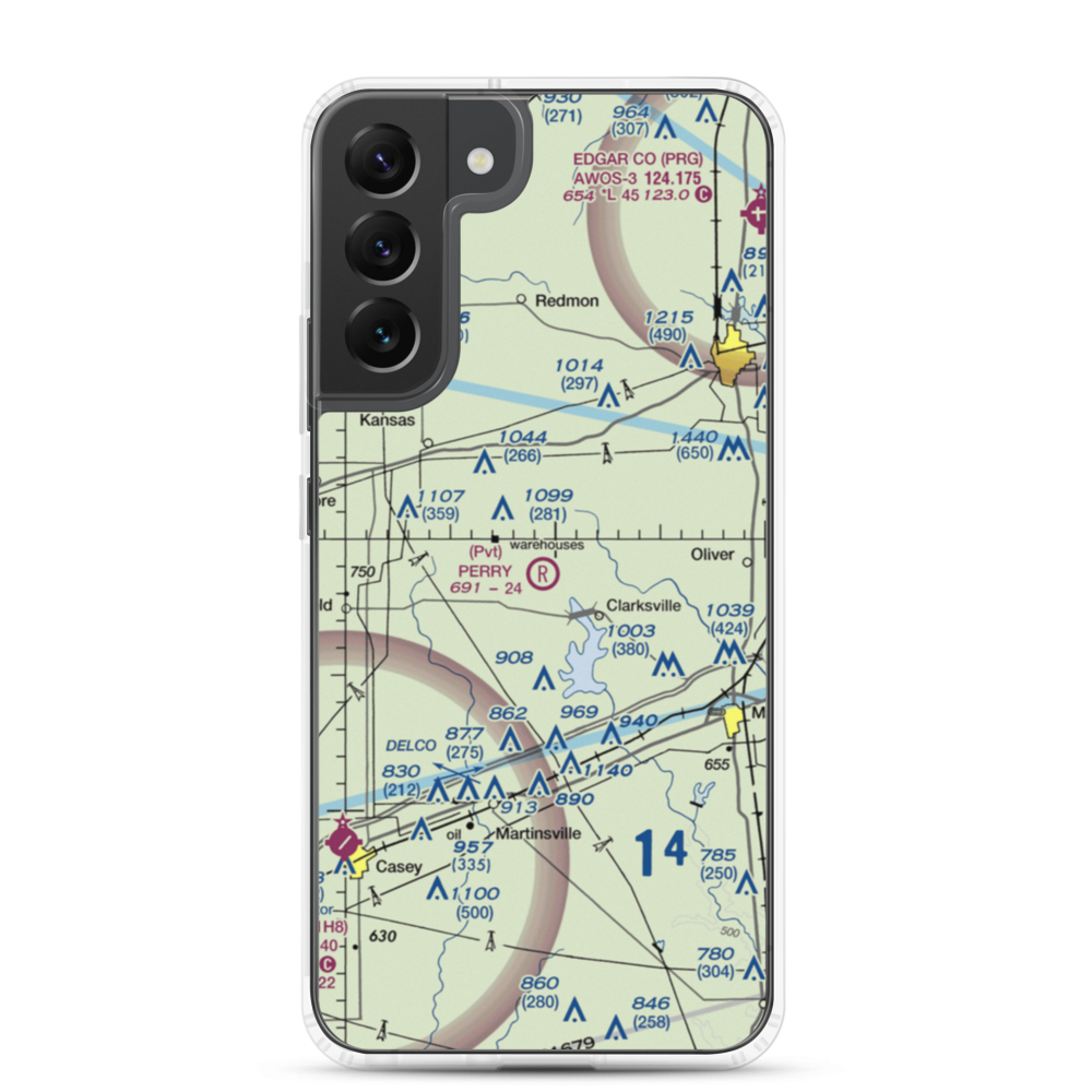 Perry RLA Airport (IL39) VFR Sectional Samsung Case Samsung Galaxy S22 Plus model shown