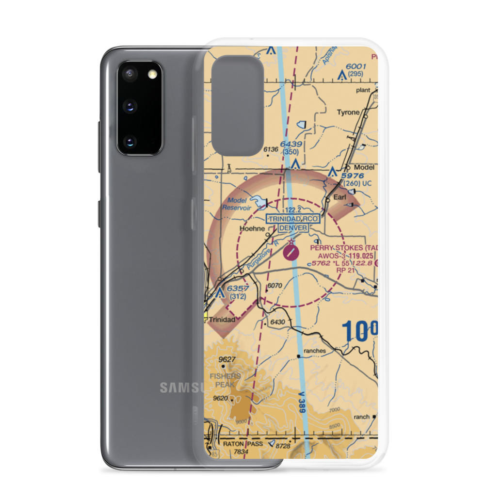 Perry Stokes Airport (TAD) VFR Sectional Samsung Case Samsung Galaxy S20 model shown