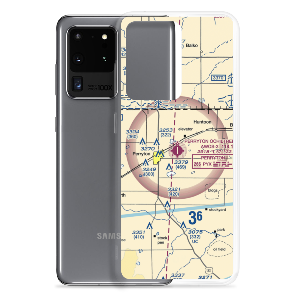 Perryton Ochiltree County Airport (PYX) VFR Sectional Samsung Case Samsung Galaxy S20 Ultra model shown