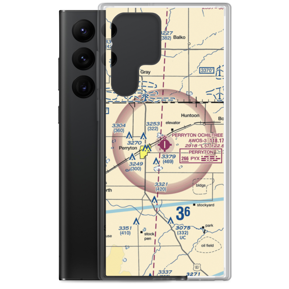 Perryton Ochiltree County Airport (PYX) VFR Sectional Samsung Case Samsung Galaxy S22 Ultra model shown