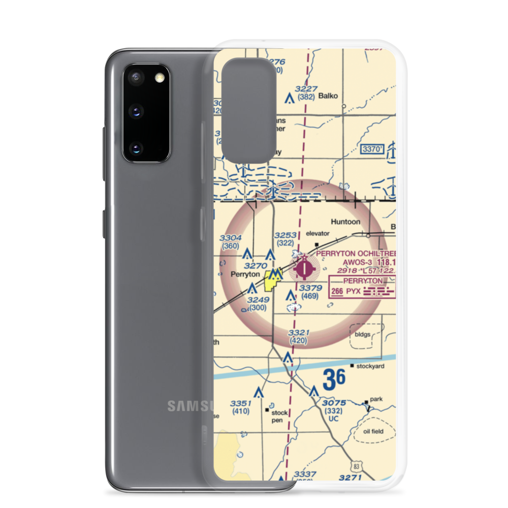Perryton Ochiltree County Airport (PYX) VFR Sectional Samsung Case Samsung Galaxy S20 model shown