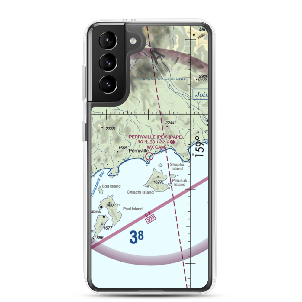Perryville Airport (PEV) VFR Sectional Samsung Case Samsung Galaxy S21 Plus model shown