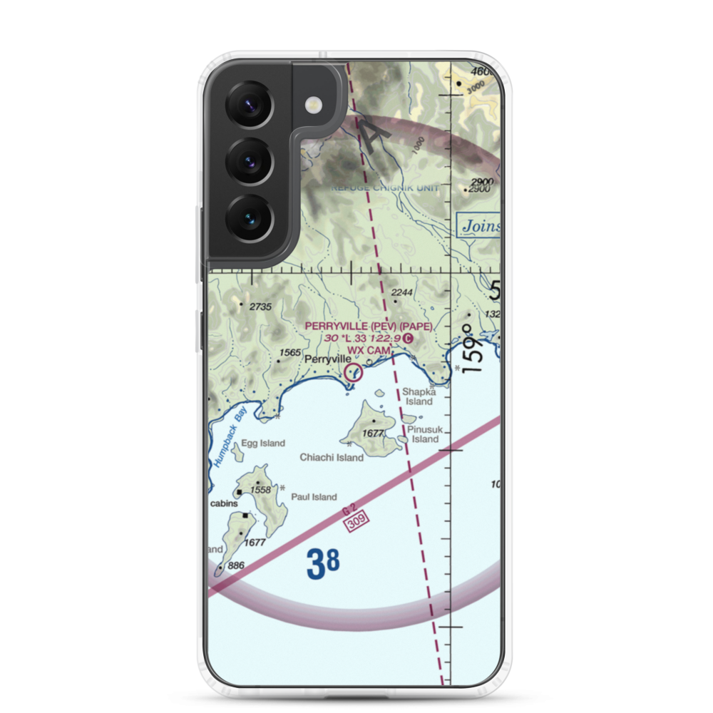Perryville Airport (PEV) VFR Sectional Samsung Case Samsung Galaxy S22 Plus model shown
