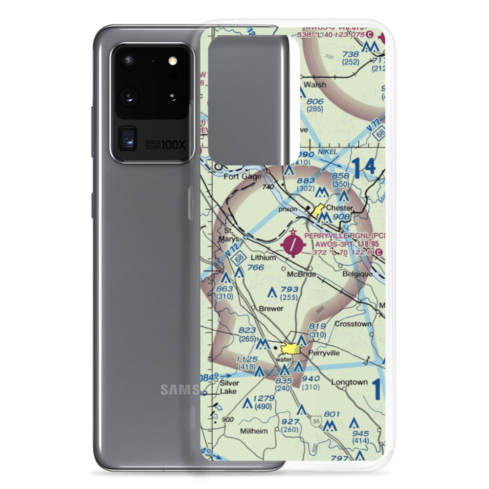 Perryville Regional Airport (PCD) VFR Sectional Samsung Case Samsung Galaxy S20 Ultra model shown