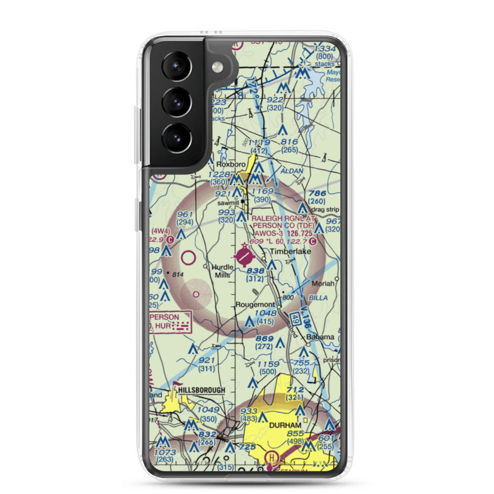 Person County Airport (TDF) VFR Sectional Samsung Case Samsung Galaxy S21 Plus model shown