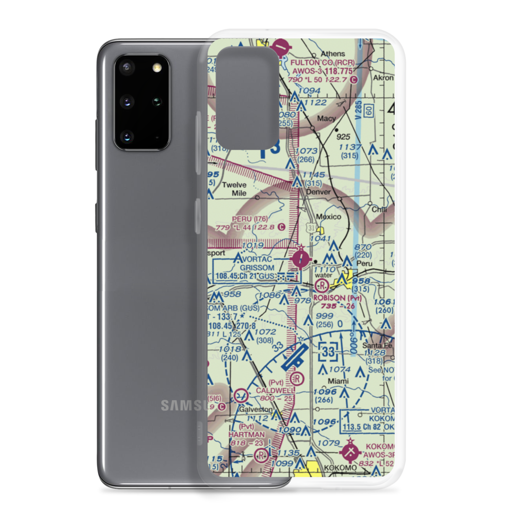 Peru Municipal Airport (I76) VFR Sectional Samsung Case Samsung Galaxy S20 Plus model shown
