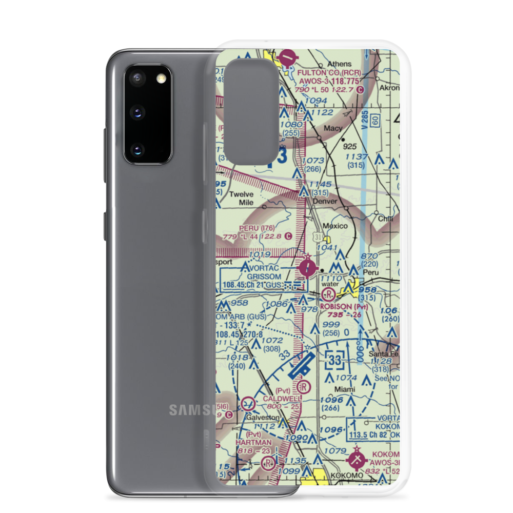 Peru Municipal Airport (I76) VFR Sectional Samsung Case Samsung Galaxy S20 model shown