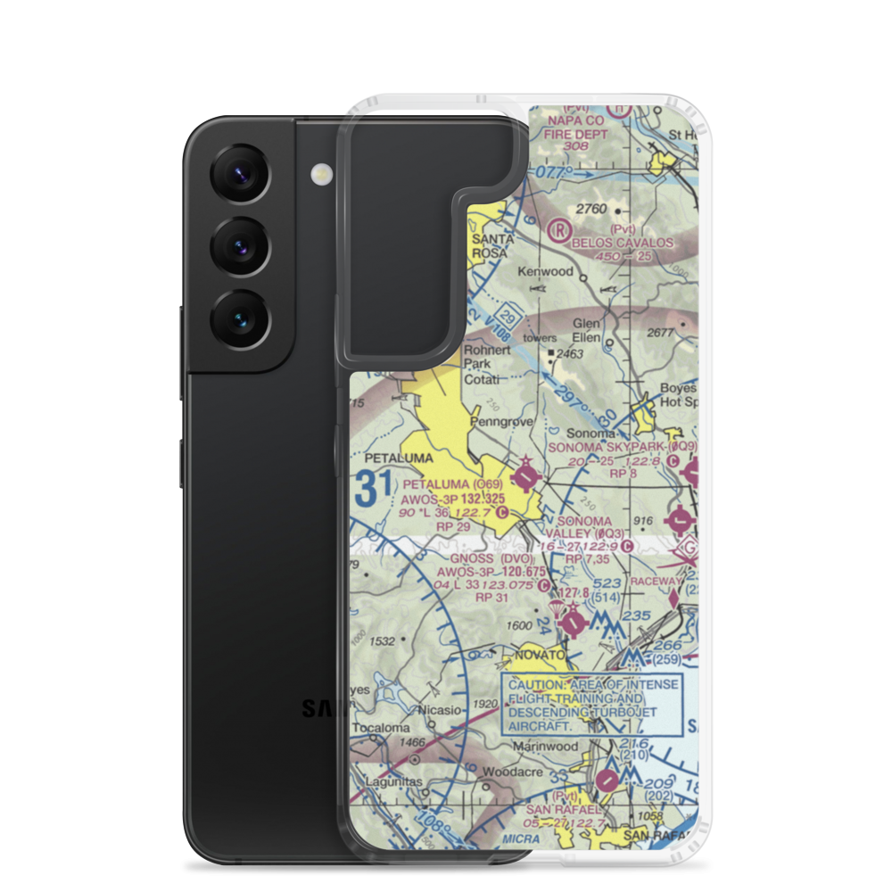 Petaluma Municipal Airport (O69) VFR Sectional Samsung Case Samsung Galaxy S22 model shown