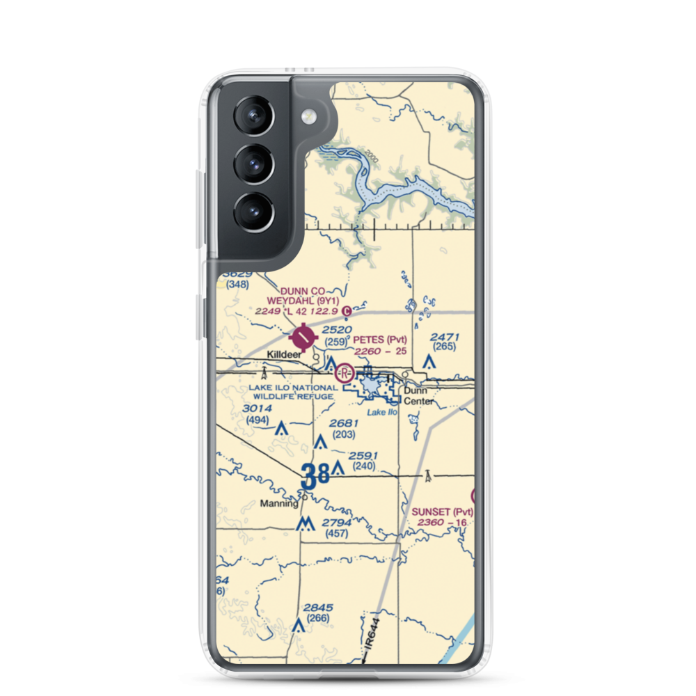 Pete's Port Airport (55ND) VFR Sectional Samsung Case Samsung Galaxy S21 model shown