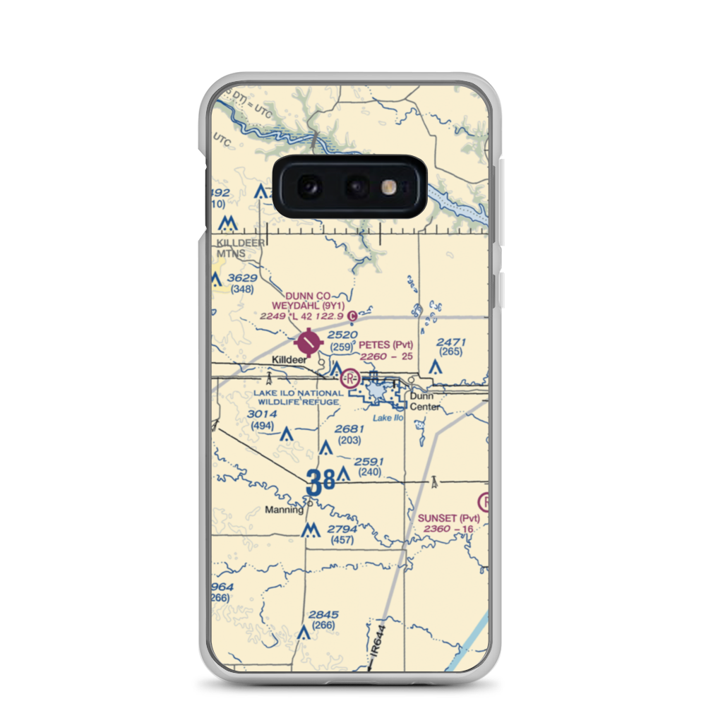 Pete's Port Airport (55ND) VFR Sectional Samsung Case Samsung Galaxy S10e model shown