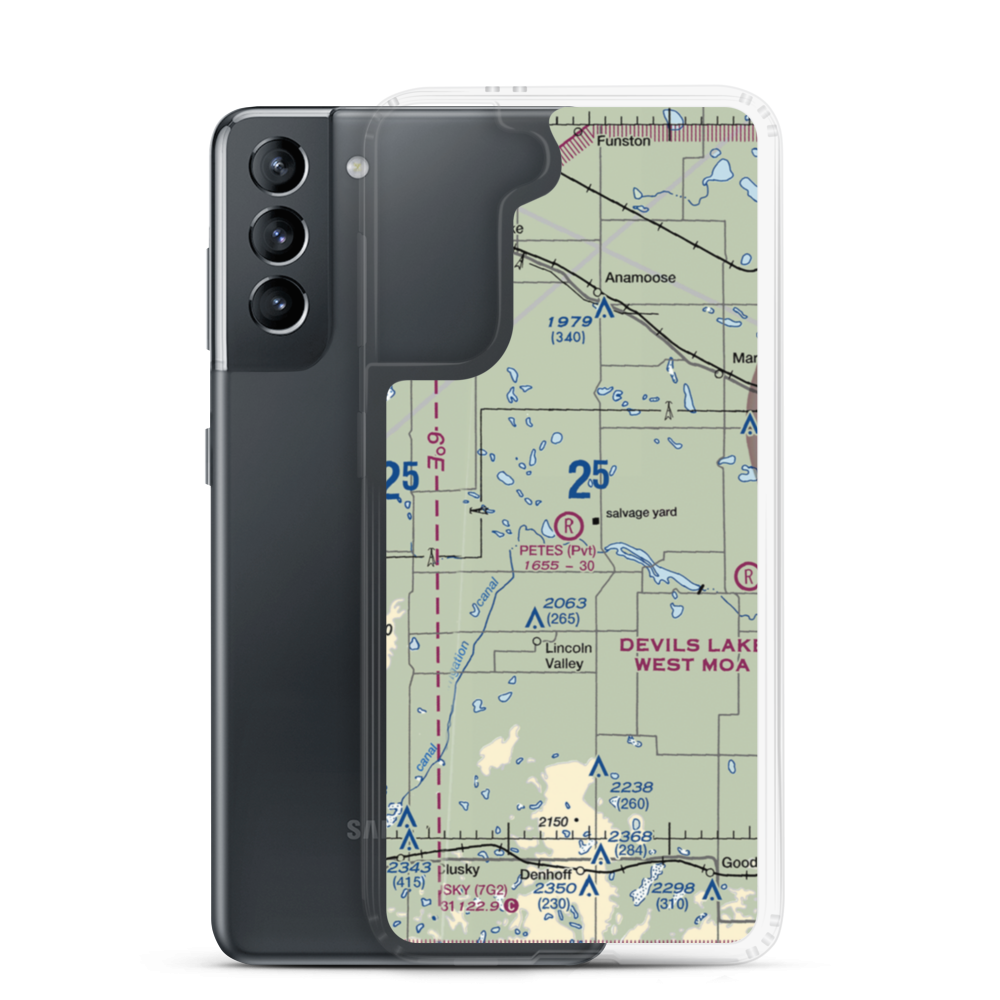 Pete's Tractor Salvage Airport (ND75) VFR Sectional Samsung Case Samsung Galaxy S21 model shown