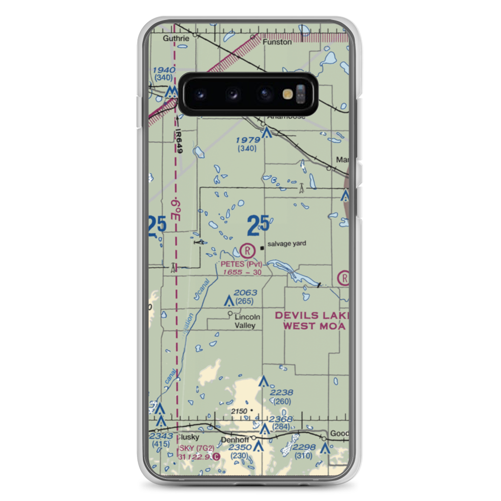 Pete's Tractor Salvage Airport (ND75) VFR Sectional Samsung Case Samsung Galaxy S10+ model shown