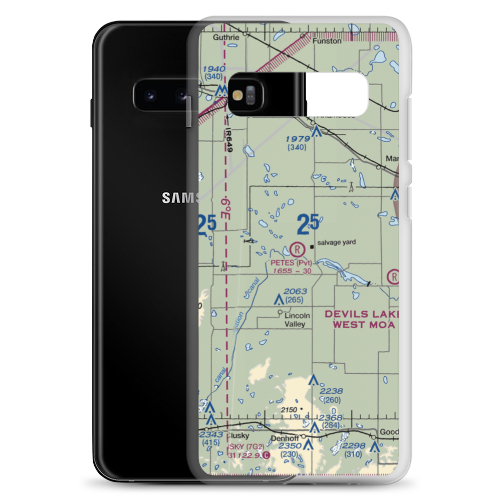 Pete's Tractor Salvage Airport (ND75) VFR Sectional Samsung Case Samsung Galaxy S10+ model shown