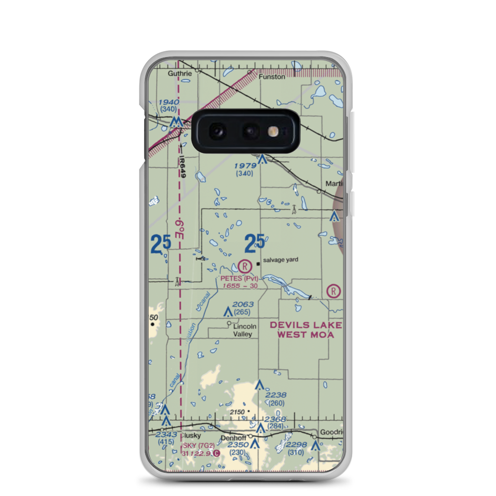 Pete's Tractor Salvage Airport (ND75) VFR Sectional Samsung Case Samsung Galaxy S10e model shown