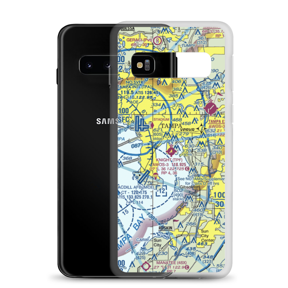 Peter O Knight Airport (TPF) VFR Sectional Samsung Case Samsung Galaxy S10 model shown