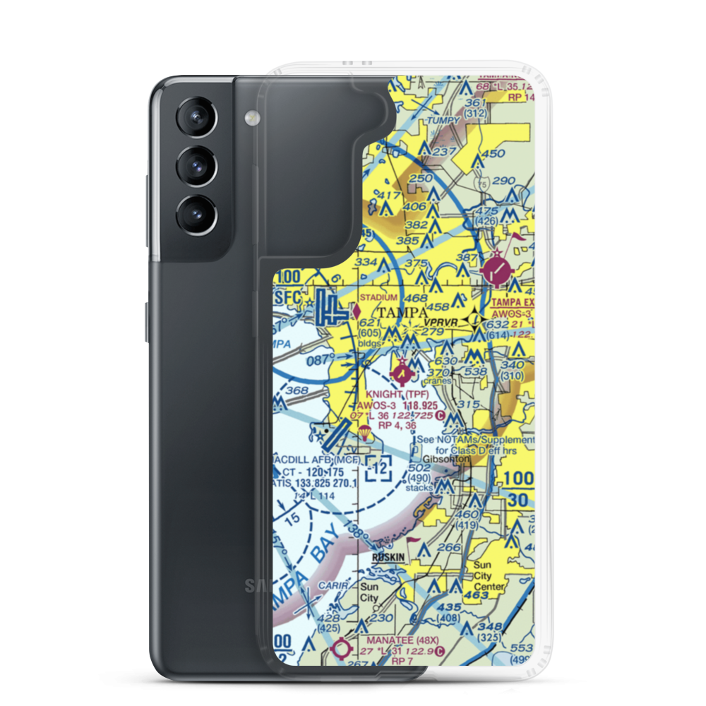 Peter O Knight Airport (TPF) VFR Sectional Samsung Case Samsung Galaxy S21 model shown