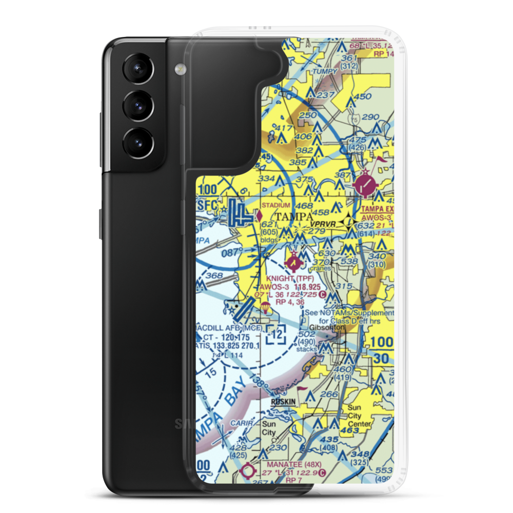 Peter O Knight Airport (TPF) VFR Sectional Samsung Case Samsung Galaxy S21 Plus model shown