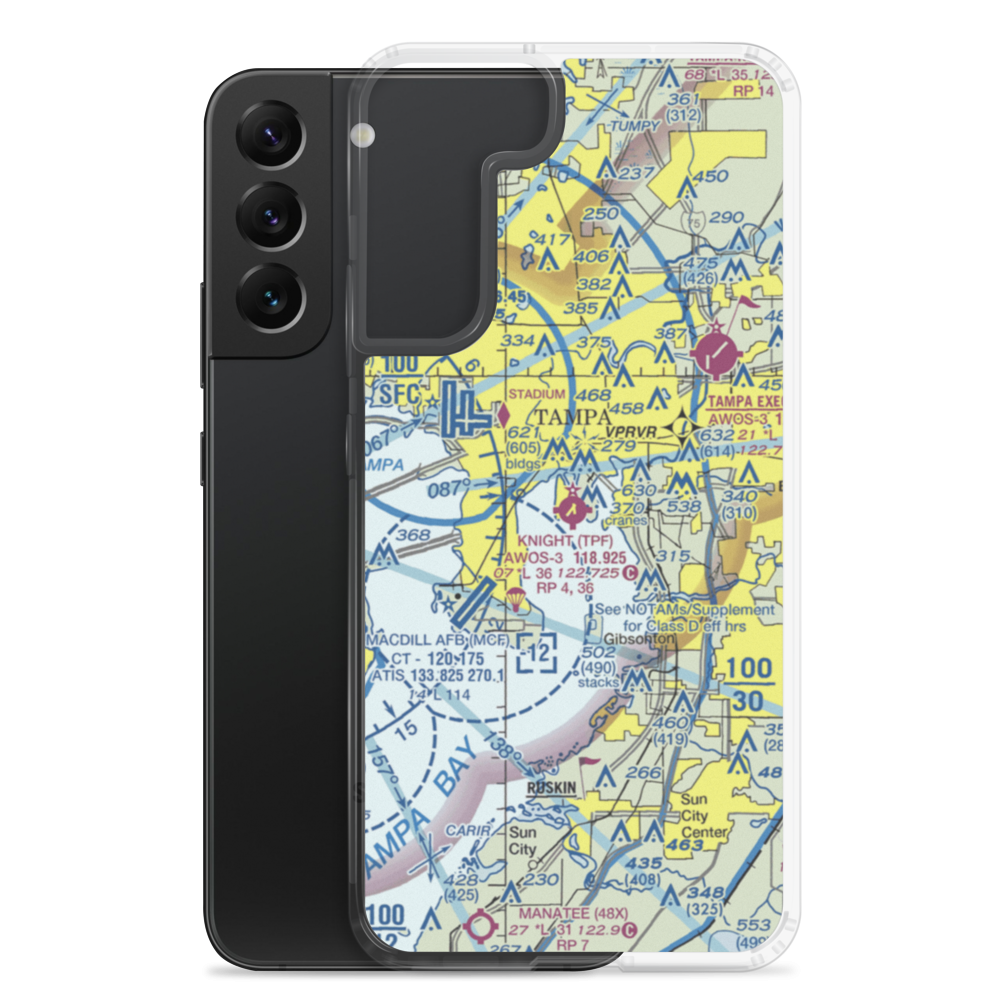 Peter O Knight Airport (TPF) VFR Sectional Samsung Case Samsung Galaxy S22 Plus model shown