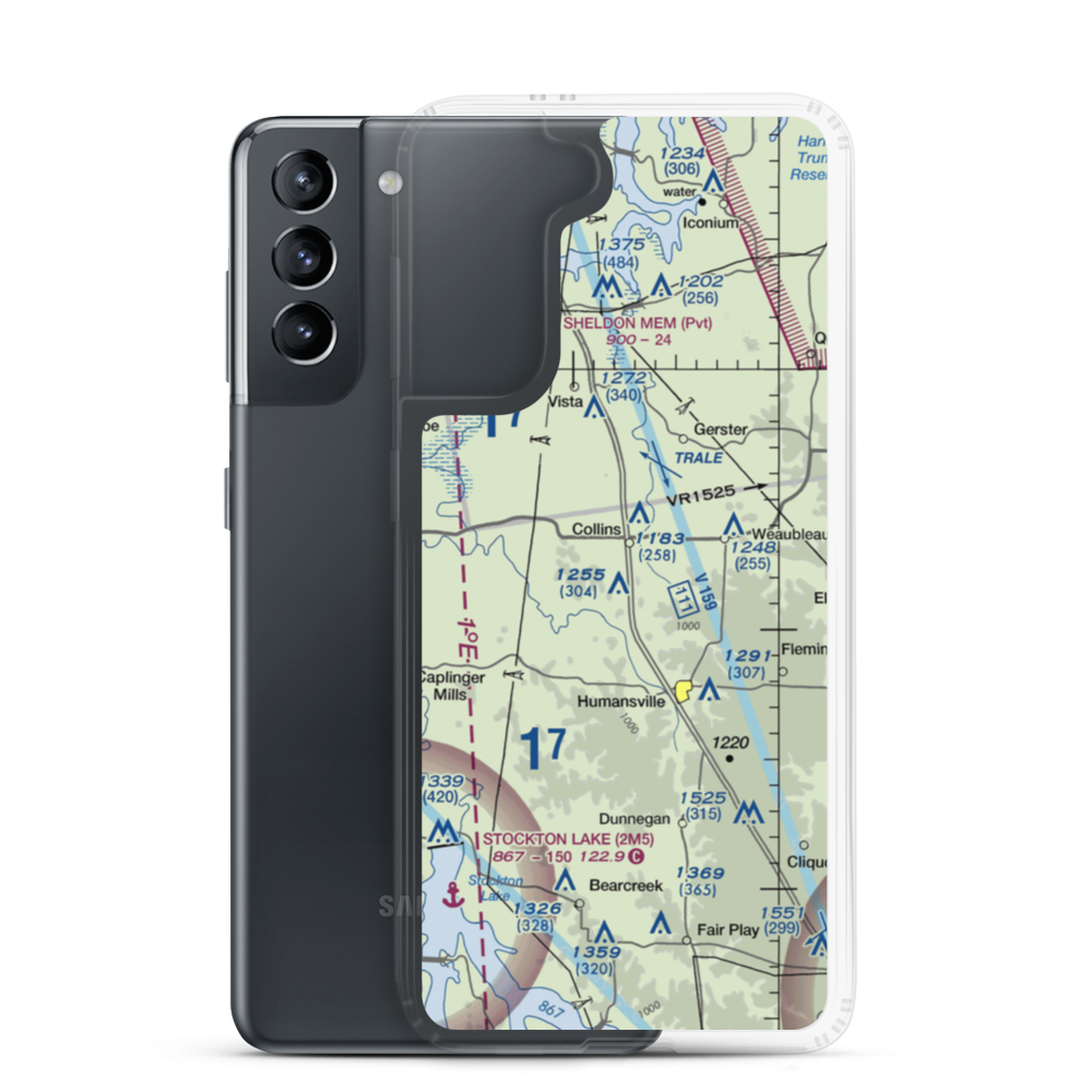 Peterman Airport (MU69) VFR Sectional Samsung Case Samsung Galaxy S21 model shown