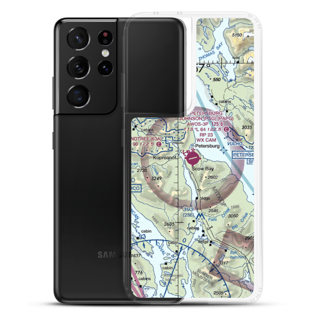 Petersburg James A Johnson Airport (PSG) VFR Sectional Samsung Case Samsung Galaxy S21 Ultra model shown