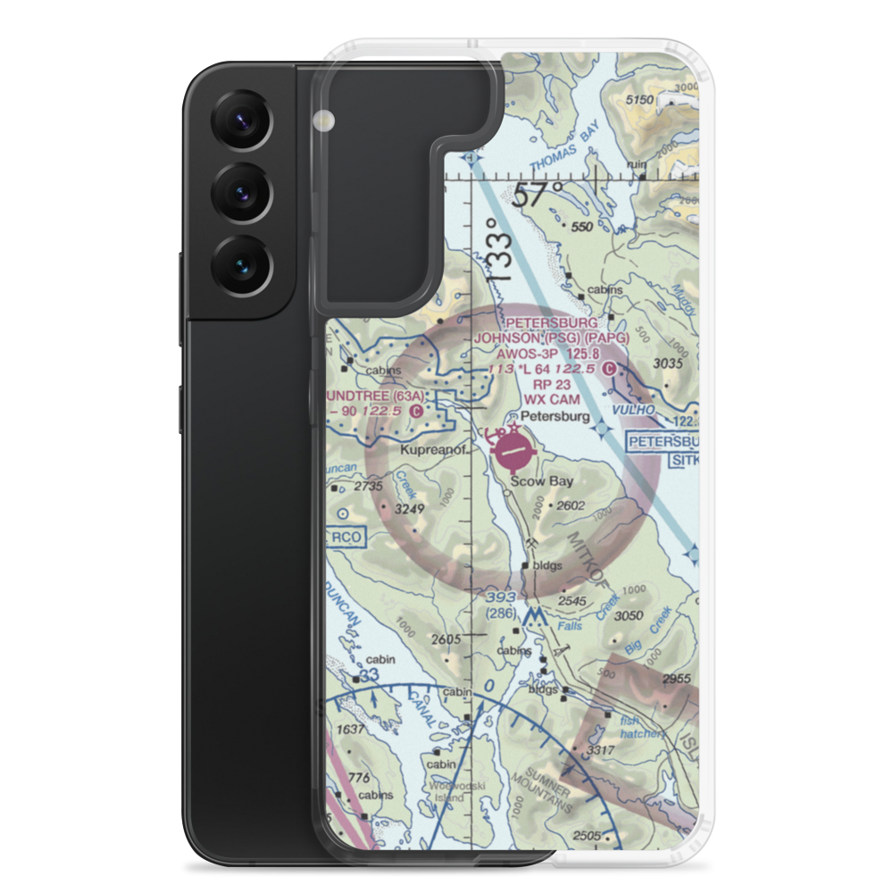 Petersburg James A Johnson Airport (PSG) VFR Sectional Samsung Case Samsung Galaxy S22 Plus model shown