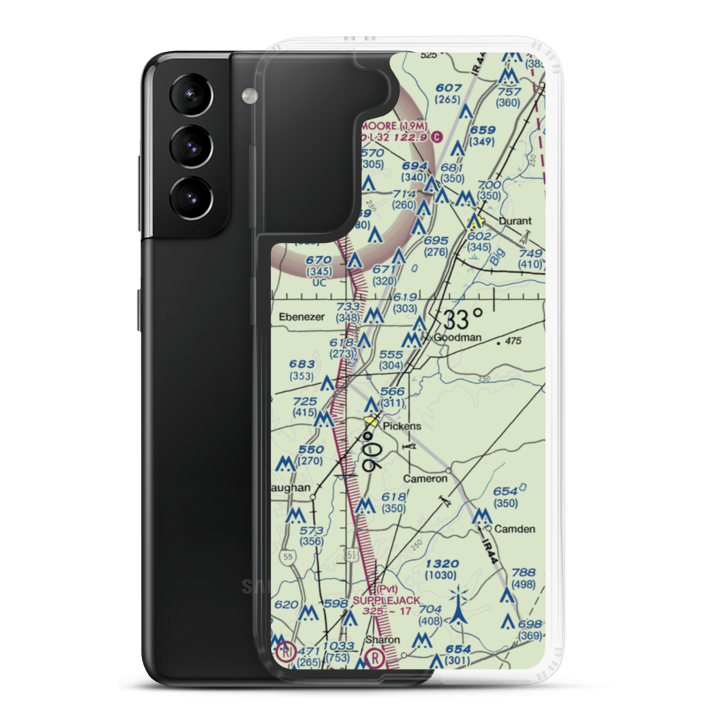 Peterson Airport (1MS2) VFR Sectional Samsung Case Samsung Galaxy S21 Plus model shown