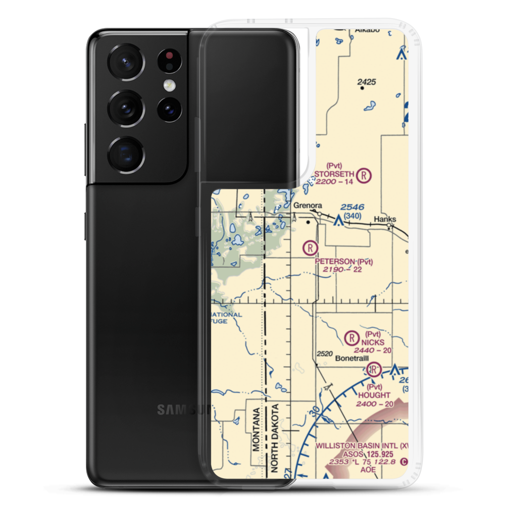 Peterson Airport (ND86) VFR Sectional Samsung Case Samsung Galaxy S21 Ultra model shown