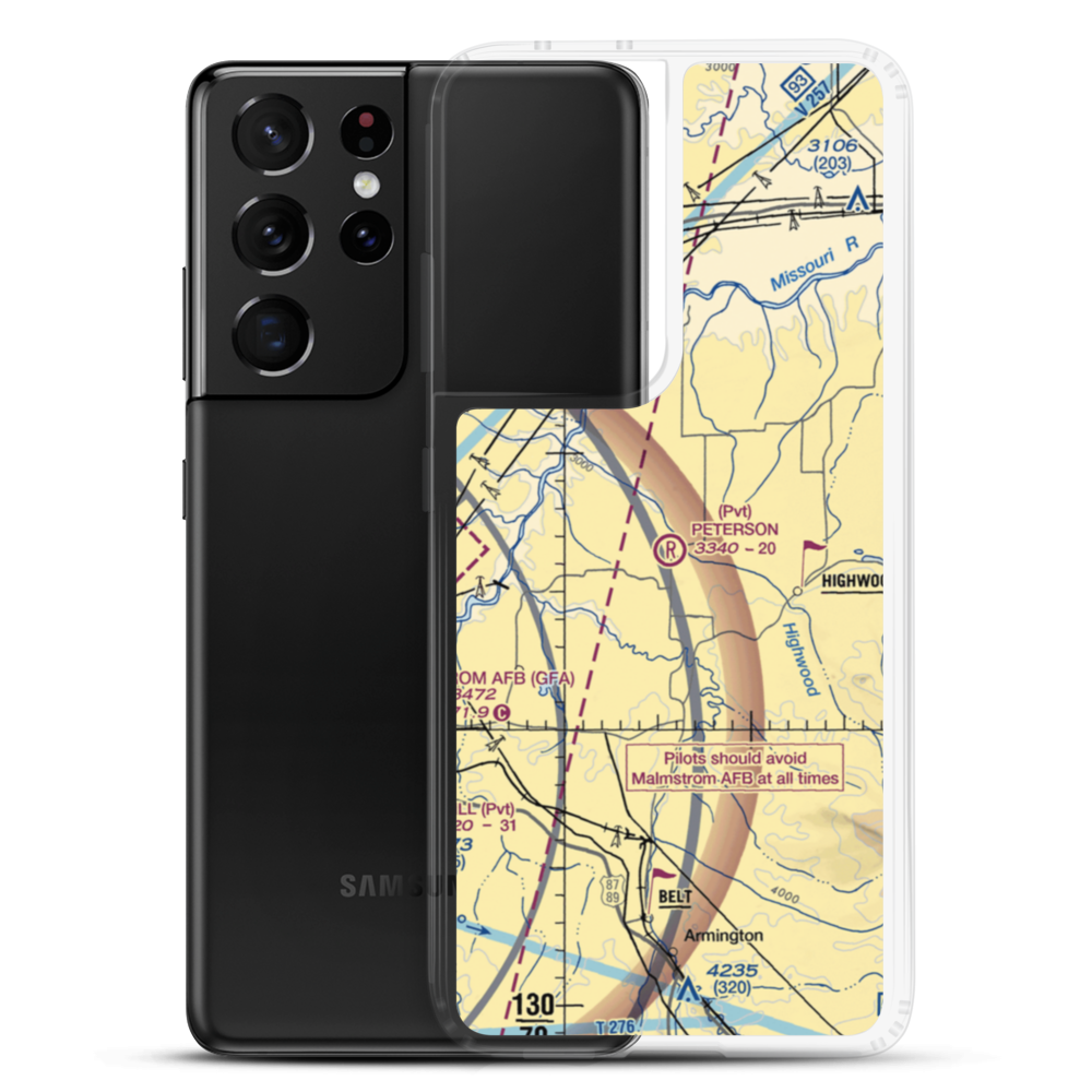 Peterson Ranch Airport (MT77) VFR Sectional Samsung Case Samsung Galaxy S21 Ultra model shown
