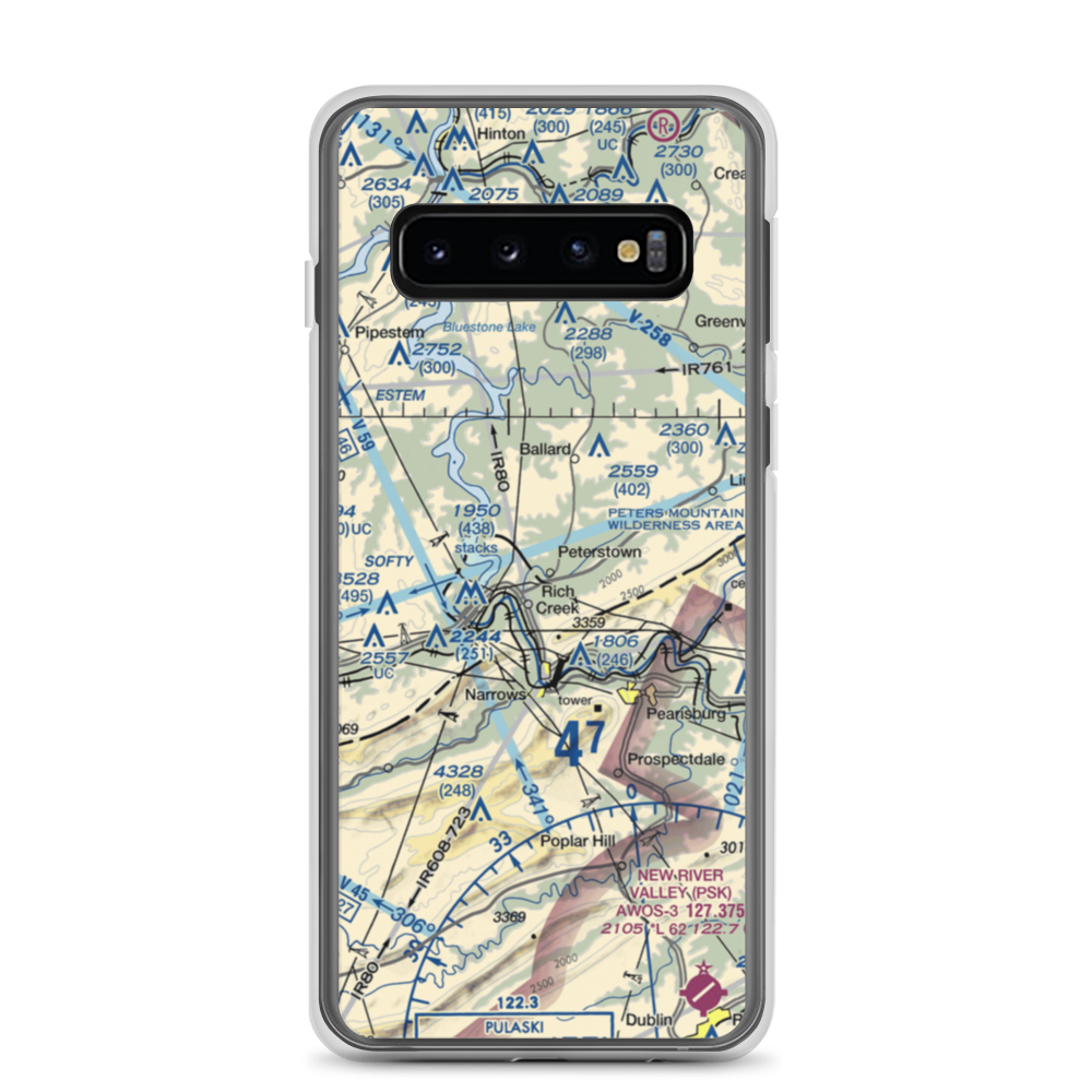 Peterstown Airport (WV10) VFR Sectional Samsung Case Samsung Galaxy S10 model shown