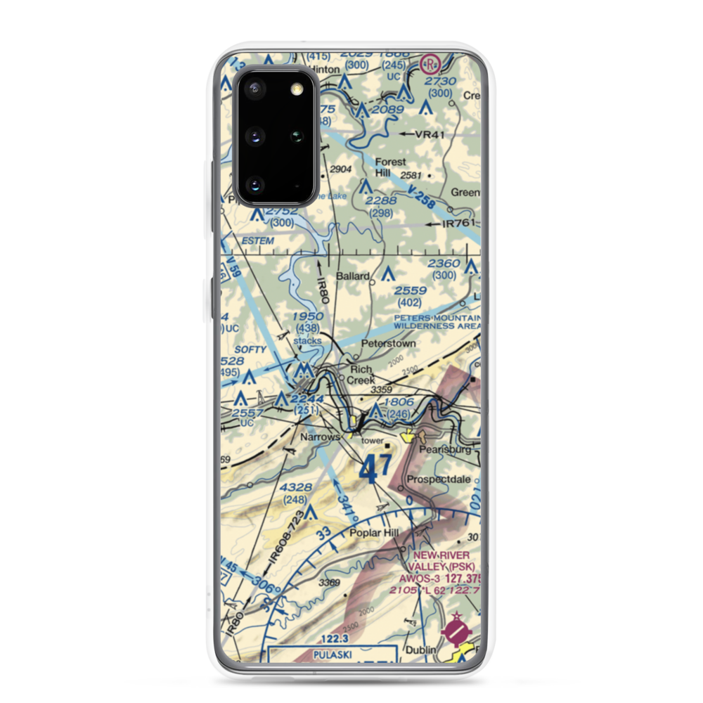 Peterstown Airport (WV10) VFR Sectional Samsung Case Samsung Galaxy S20 Plus model shown