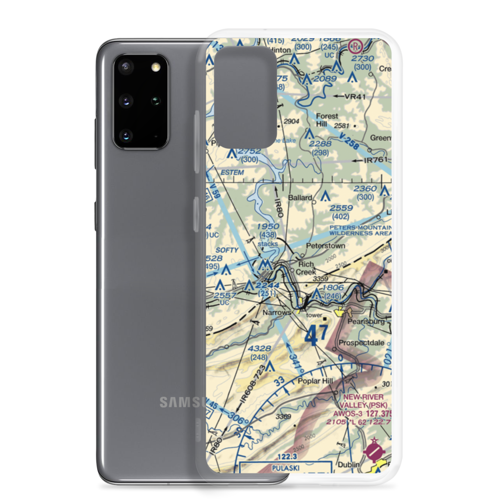 Peterstown Airport (WV10) VFR Sectional Samsung Case Samsung Galaxy S20 Plus model shown