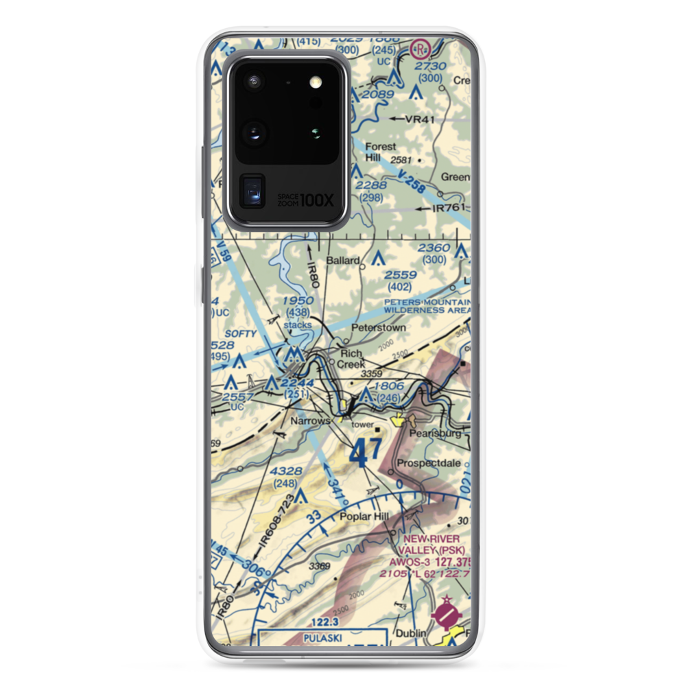 Peterstown Airport (WV10) VFR Sectional Samsung Case Samsung Galaxy S20 Ultra model shown