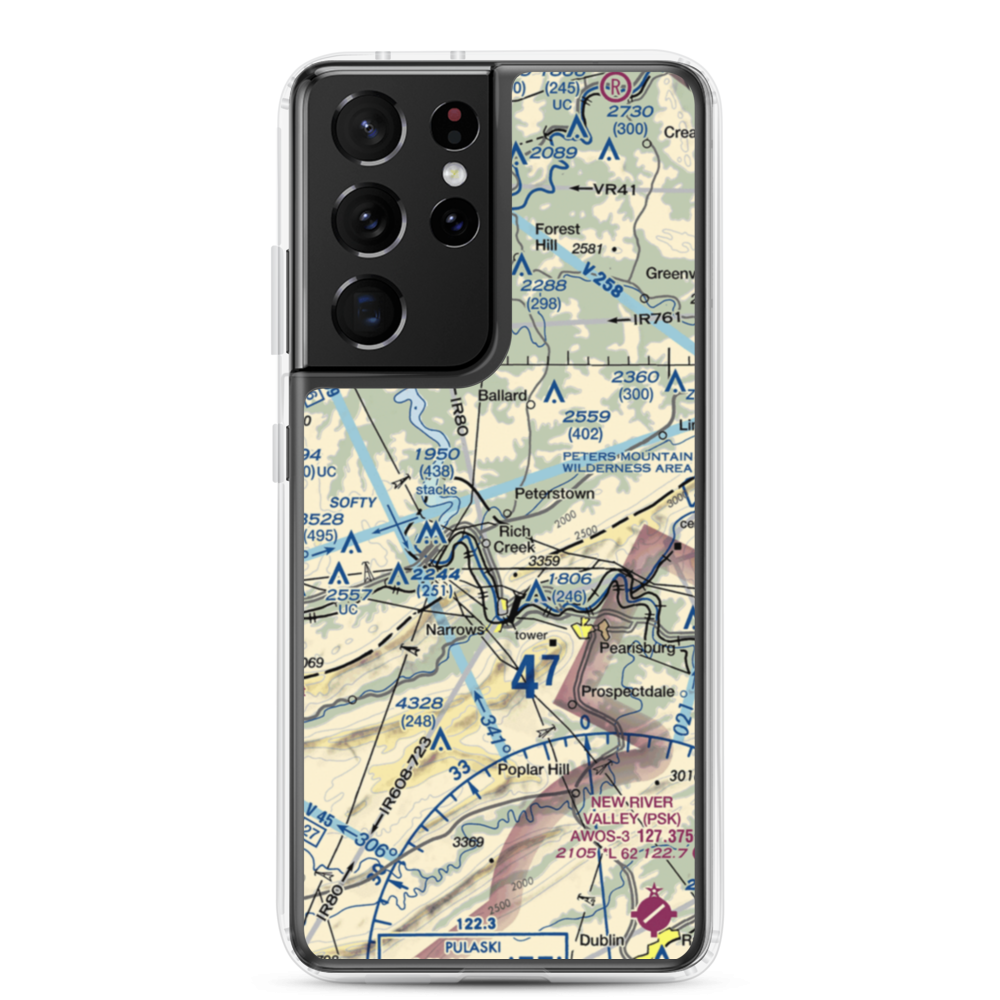 Peterstown Airport (WV10) VFR Sectional Samsung Case Samsung Galaxy S21 Ultra model shown