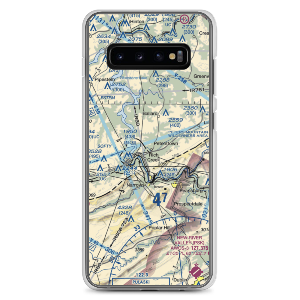 Peterstown Airport (WV10) VFR Sectional Samsung Case Samsung Galaxy S10+ model shown