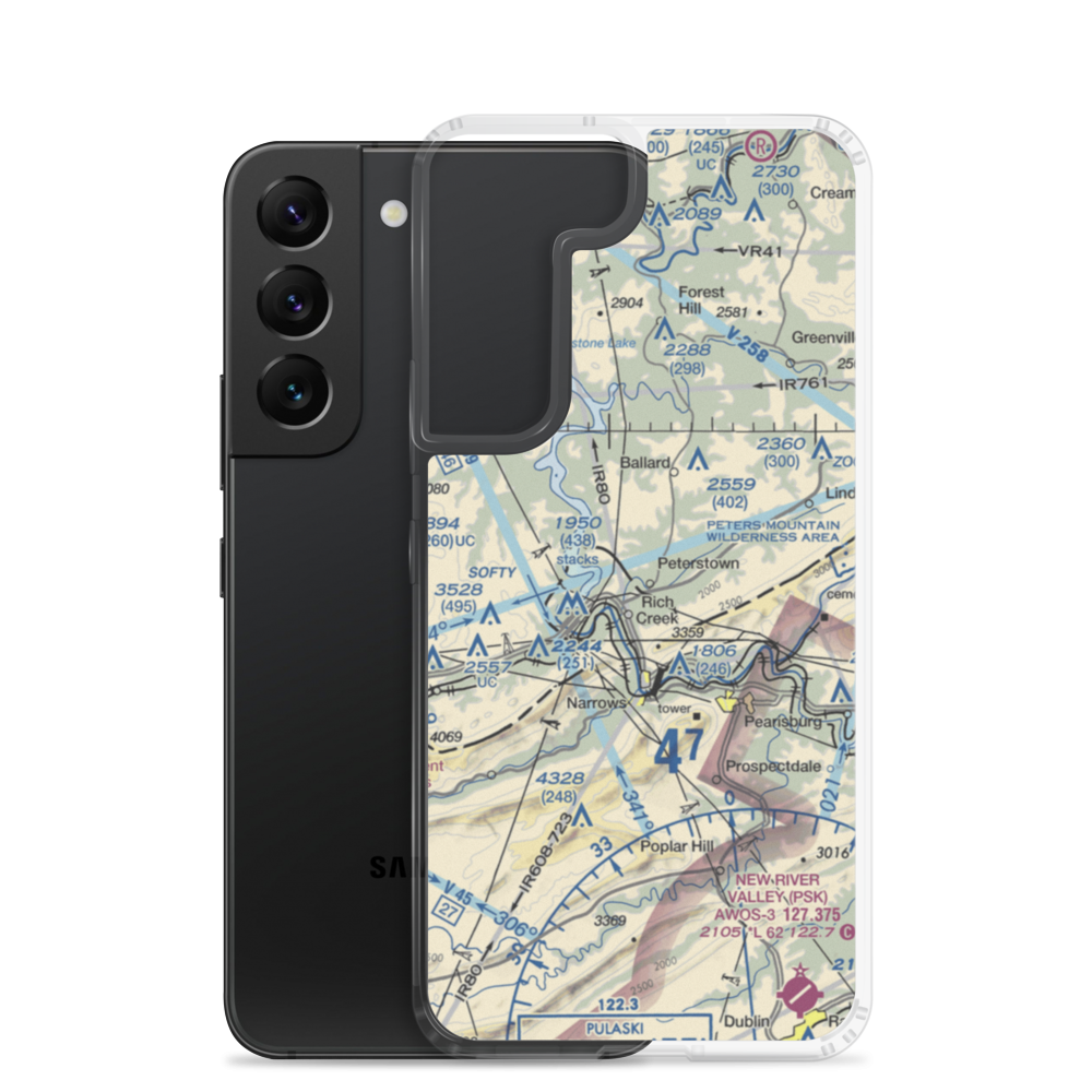 Peterstown Airport (WV10) VFR Sectional Samsung Case Samsung Galaxy S22 model shown