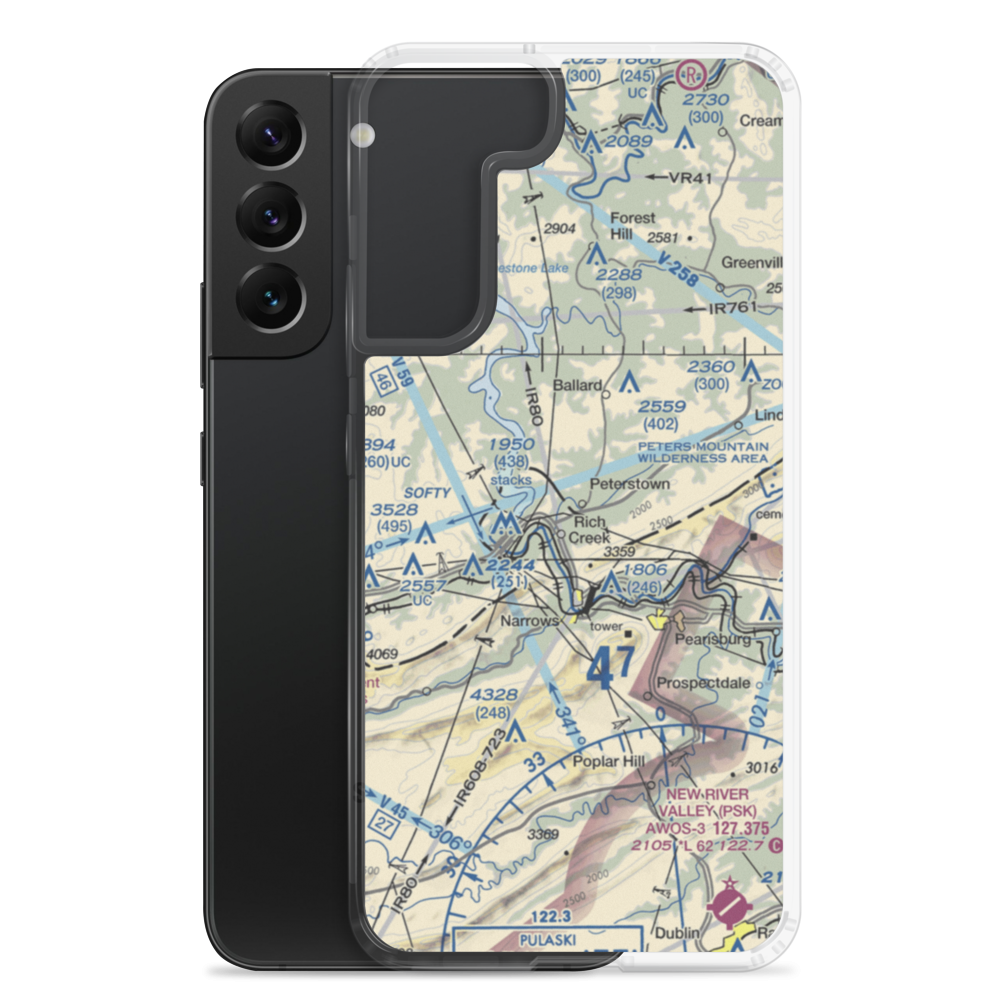 Peterstown Airport (WV10) VFR Sectional Samsung Case Samsung Galaxy S22 Plus model shown