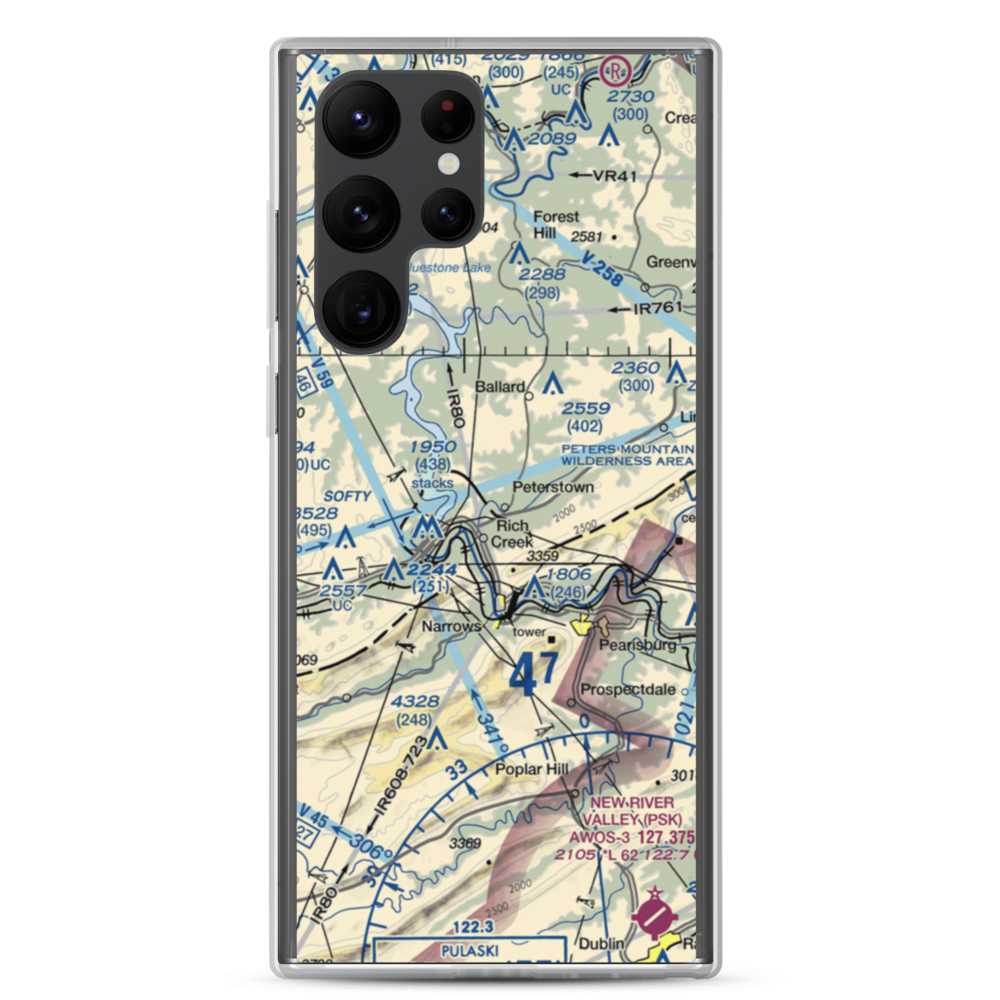Peterstown Airport (WV10) VFR Sectional Samsung Case Samsung Galaxy S22 Ultra model shown