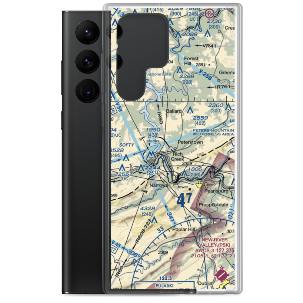 Peterstown Airport (WV10) VFR Sectional Samsung Case Samsung Galaxy S22 Ultra model shown