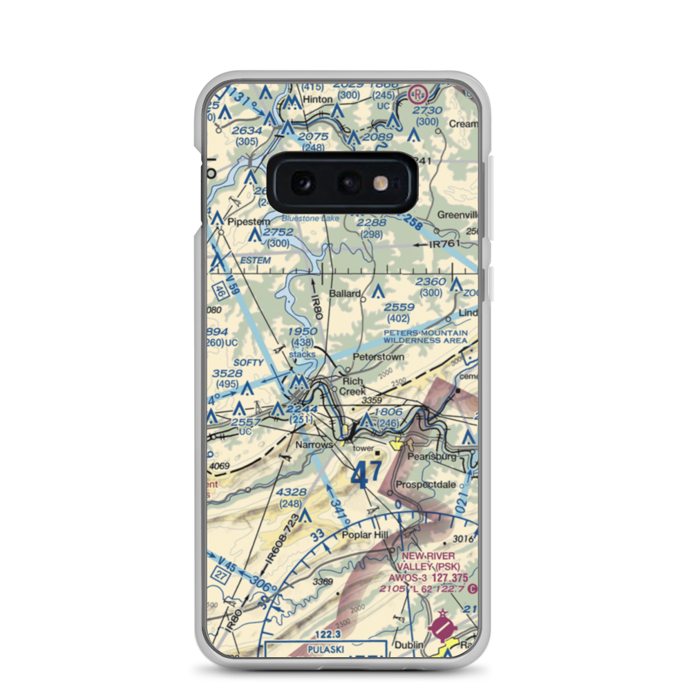 Peterstown Airport (WV10) VFR Sectional Samsung Case Samsung Galaxy S10e model shown